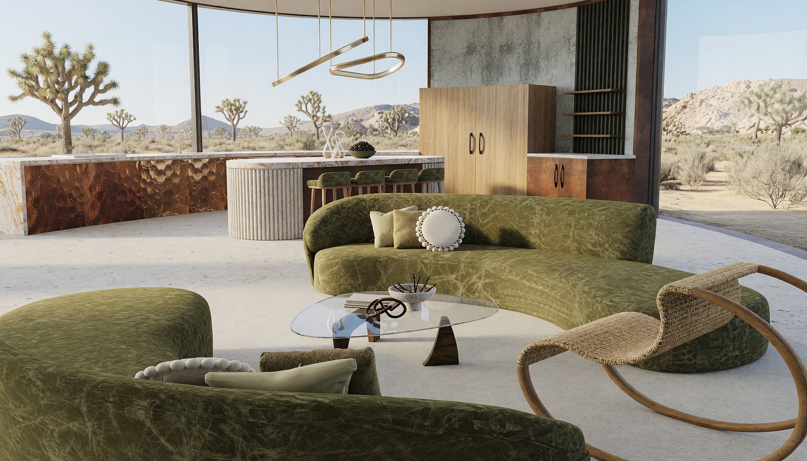 Infinity Villa — interior living lounge with sculptural seating