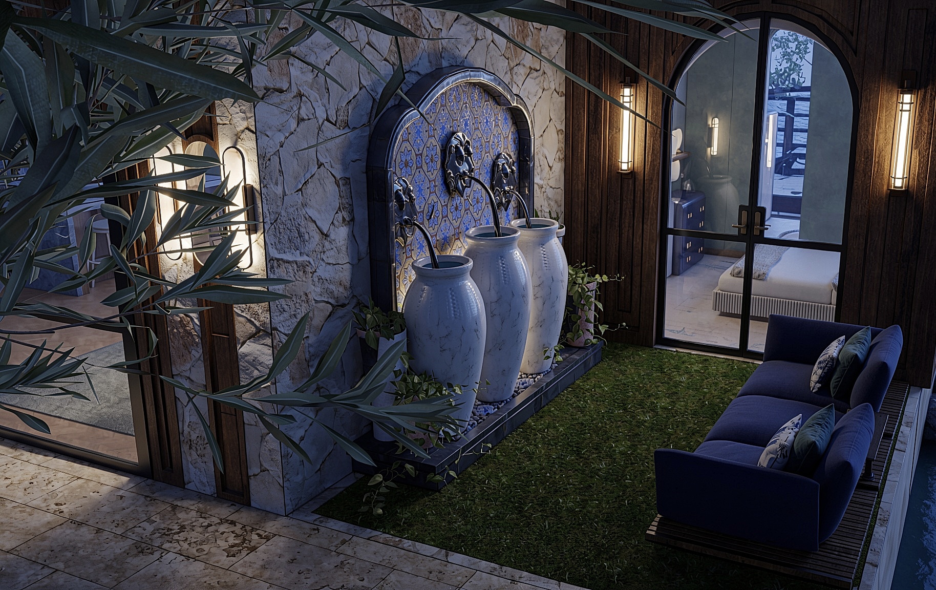 ANGUL-AIRE House — courtyard fountain