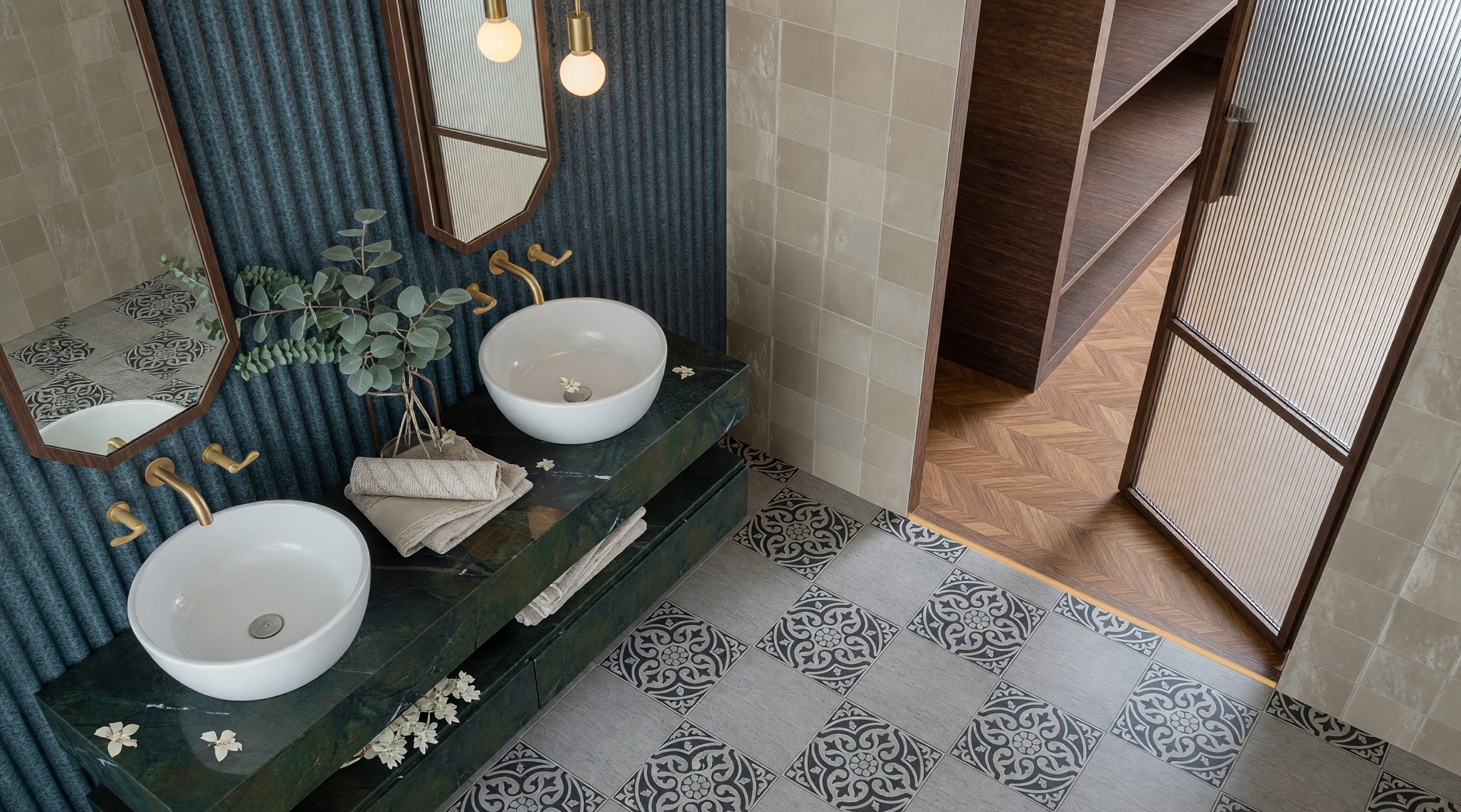 ANGUL-AIRE House — bathroom vanity and tile