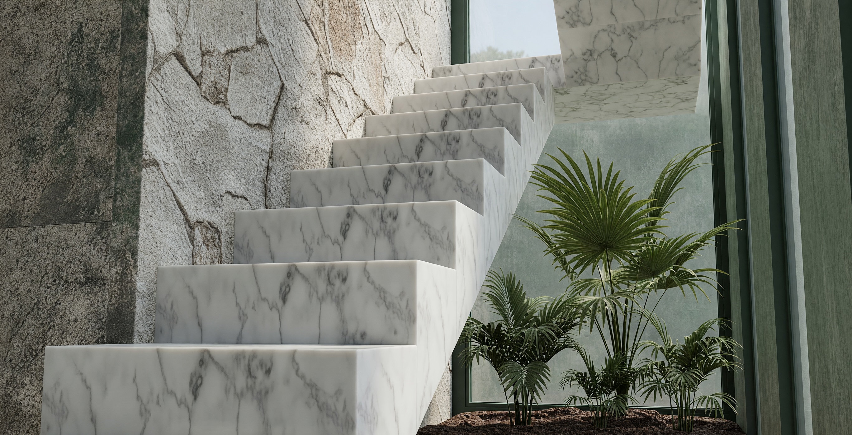 ANGUL-AIRE House — marble stair detail